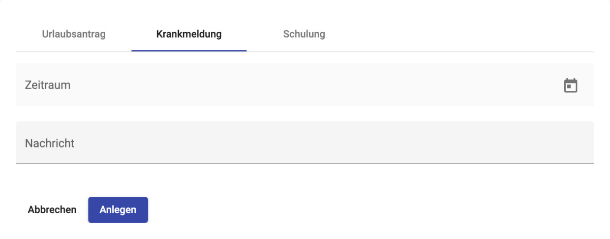 Neue Krankmeldung anlegen - 